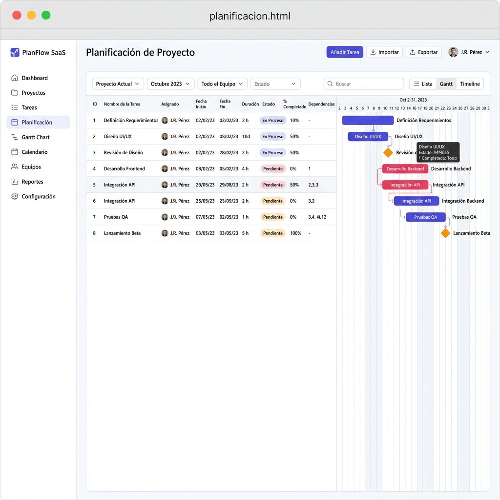 Cronograma de Planificación Gantt y Ruta Crítica